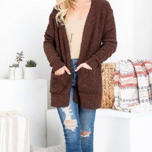 Beautiful Popcorn Cardigan Sweater with Pockets